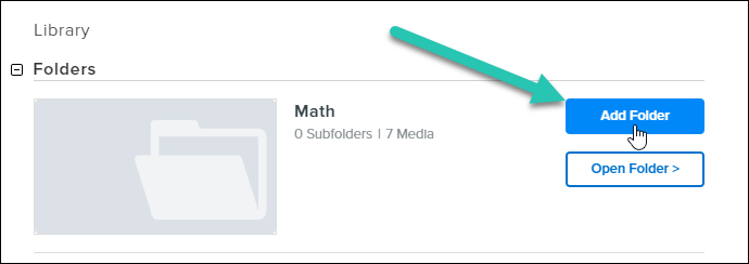 Screenshot of TechSmith Relay library folders, with Add Folder button highlighted